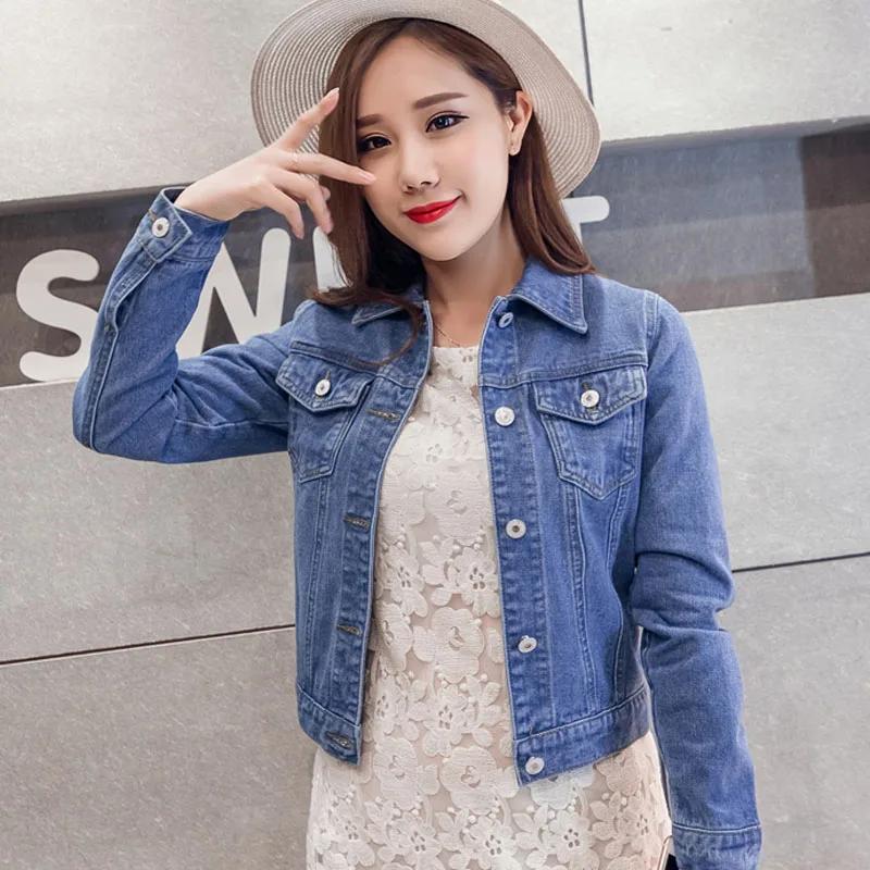 Nouveau manches longues hiver mince blanc noir jean haut pour femmes solide Denim veste femmes parde