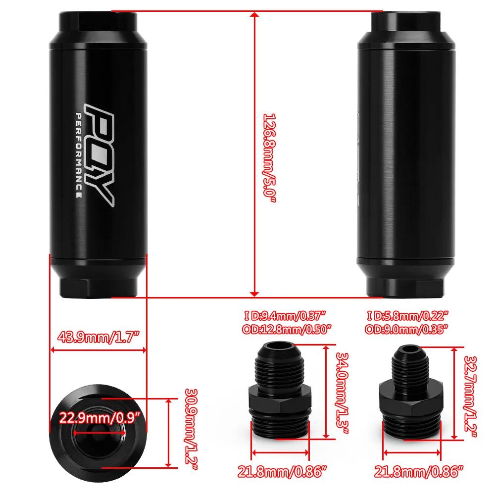 ID = 44mm PQY nouveau filtre à carburant avec 2 pièces AN6 et 2 pièces raccords adaptateur AN8 avec 