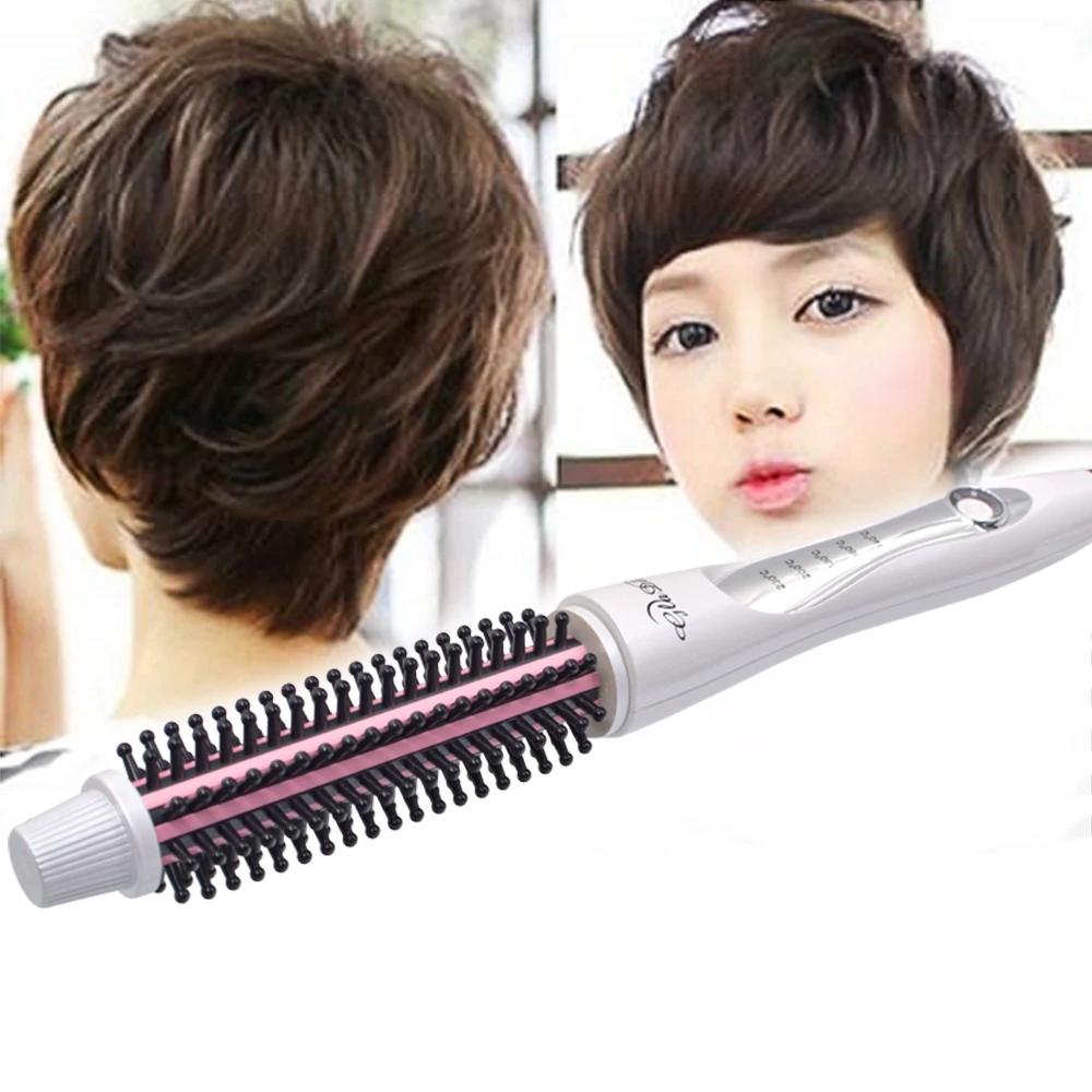 Bigoudi brosse à lisser les cheveux peigne chauffant chaud cheveux raides Styler ondulation fer à fr
