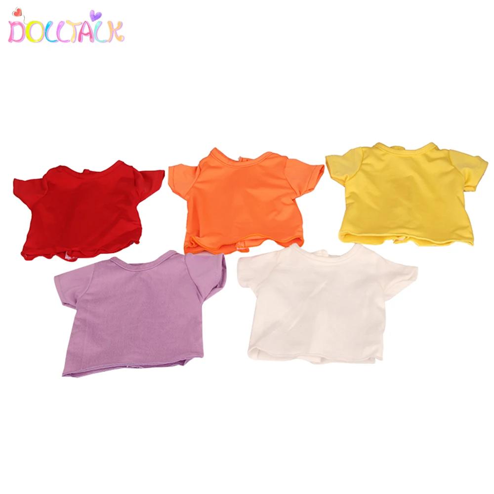T-shirt manches courtes col rond, en coton, 4 couleurs, pour nouveau-né, américain, 43cm, 18 pouces
