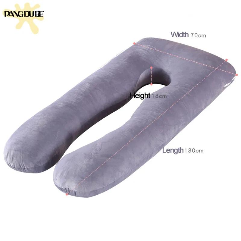 PANGDUBE oreiller de grossesse 130*70 cm oreiller de taille de couchage pour les femmes enceintes or