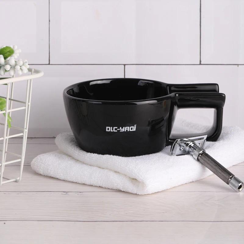 Yaqi-Filles de rasage en céramique pour hommes, brosse de haute qualité, document noir
