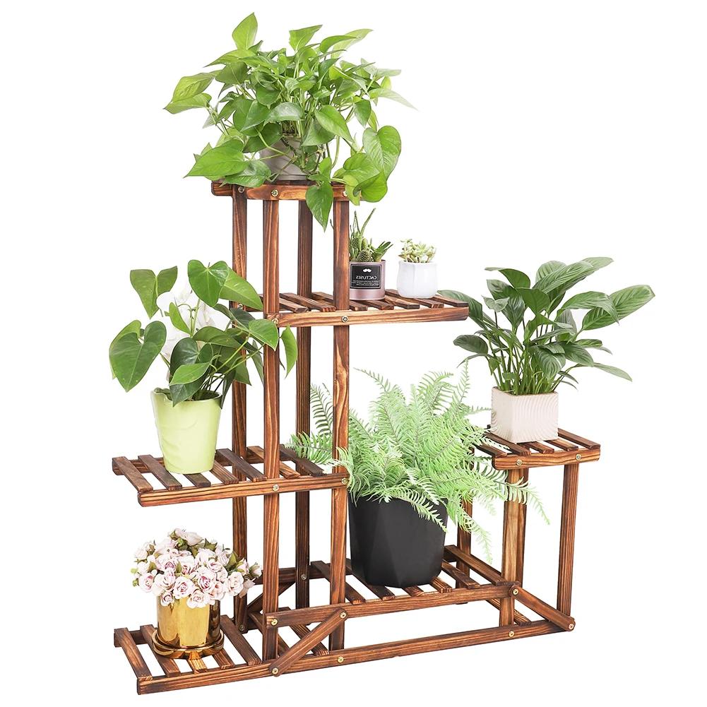 Présentoir de plantes en bois à 6 niveaux, étagère à fleurs, pots de jardinière, étagères T1, présen