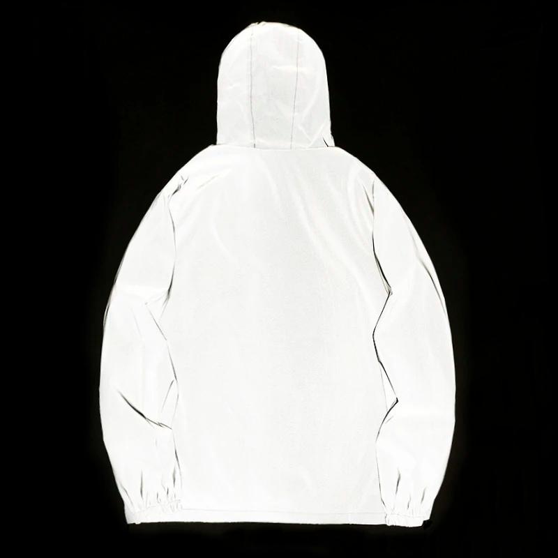 Vestes réfléchissantes de nuit pour hommes, coupe-vent en Double tissu, à capuche, Hip Hop, danseuse