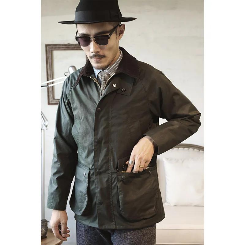 BBR-0002 Taille Asiatique Super Qualité Anti Pli Rétro Toile Cirée Coton mn Water Verde Veste