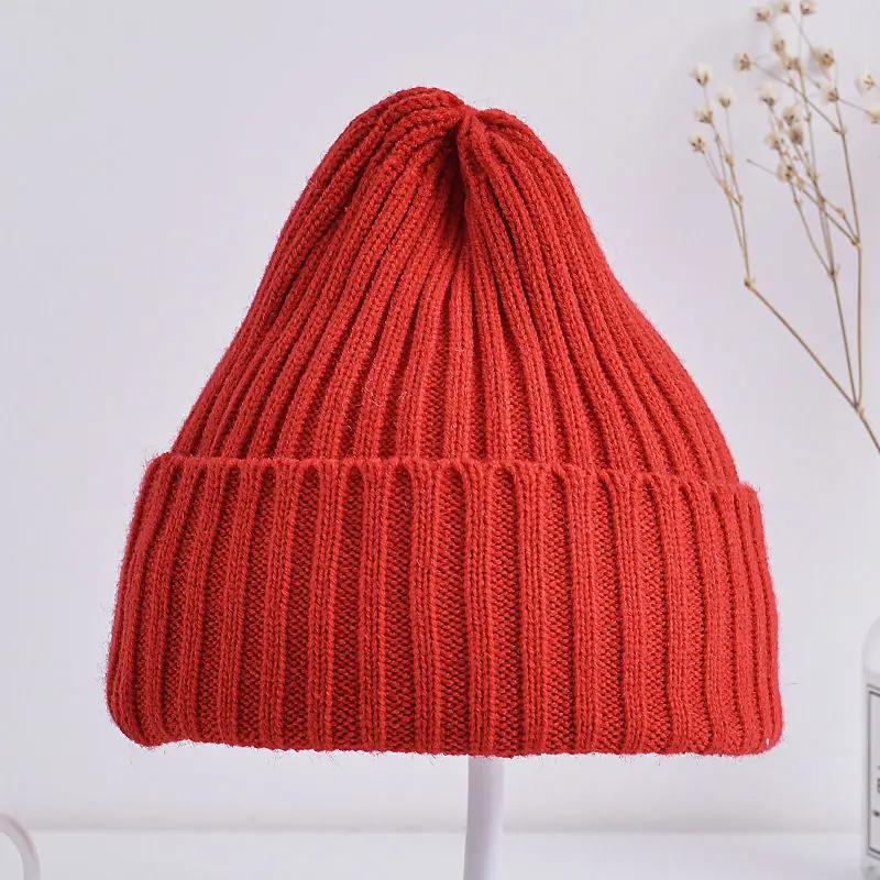 Bonnet tricoté côtelé pour bébés filles et garçons, casquette coupe-vent décontractée pour tout-peti