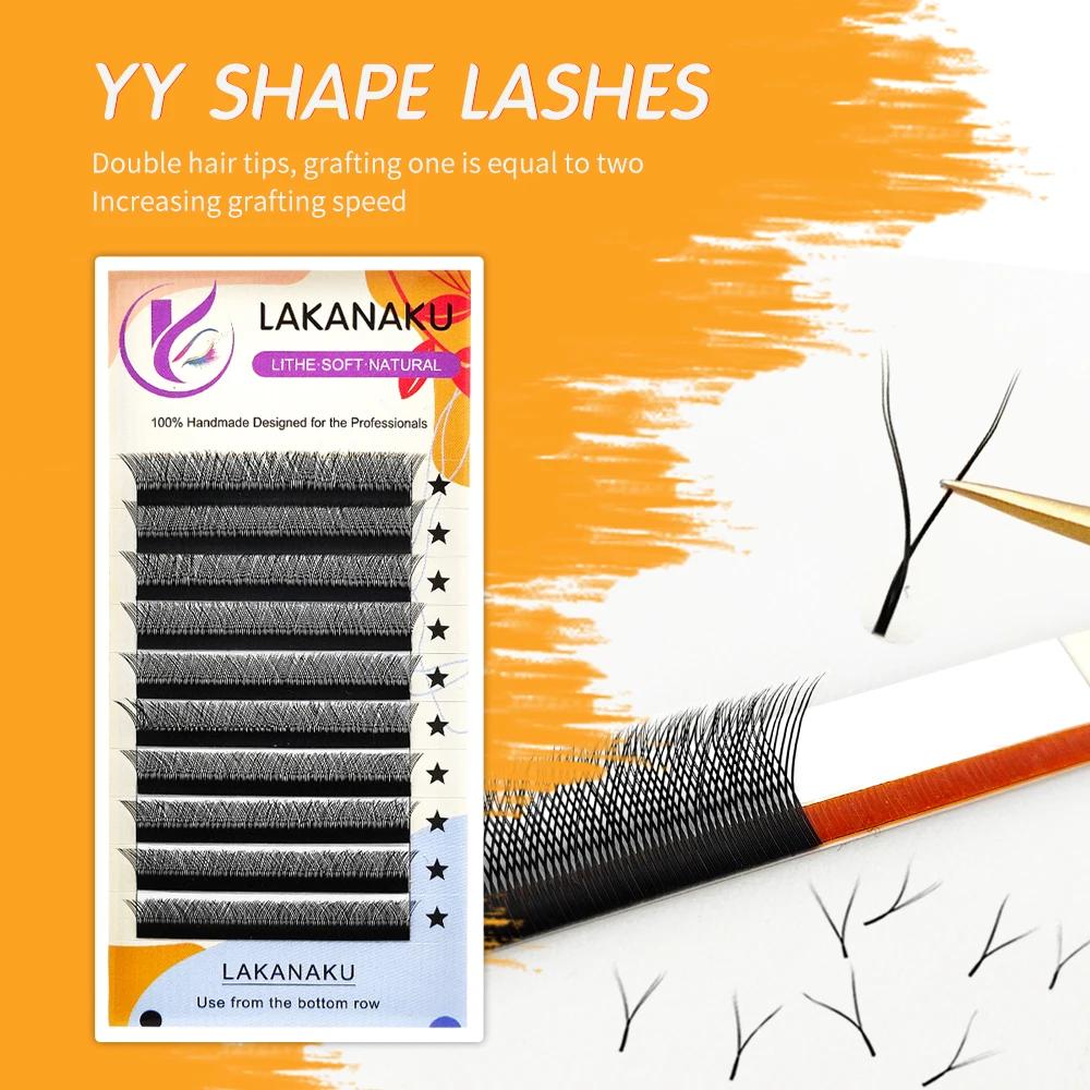 LAKANAKU Cilios YY Extensions de cils 6 plateaux cils 0.07 C D 8-12 mélange YY cils naturel doux pré