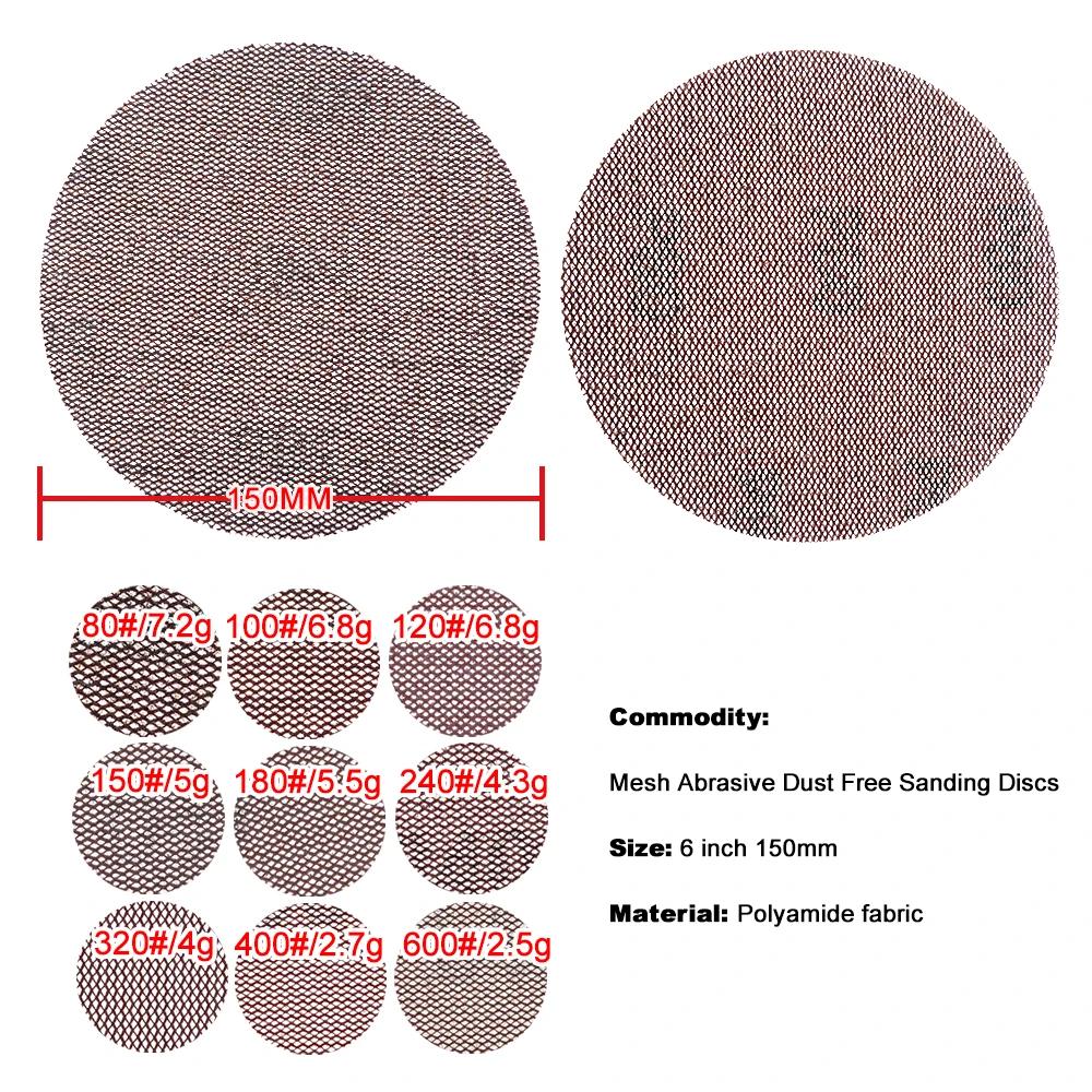 20 PC 6 pouces 150mm crochet boucle maille sans poussière Anti-blocage papier de verre abrasif 80-60