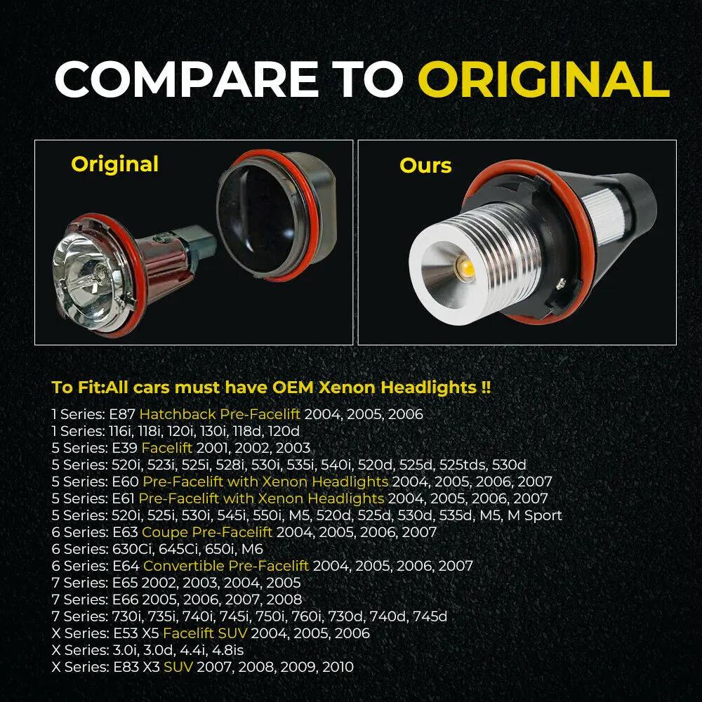 Ampoules de marqueur yeux d'ange, phares lumineux de remplacement, accessoire de voiture pour BMW E3