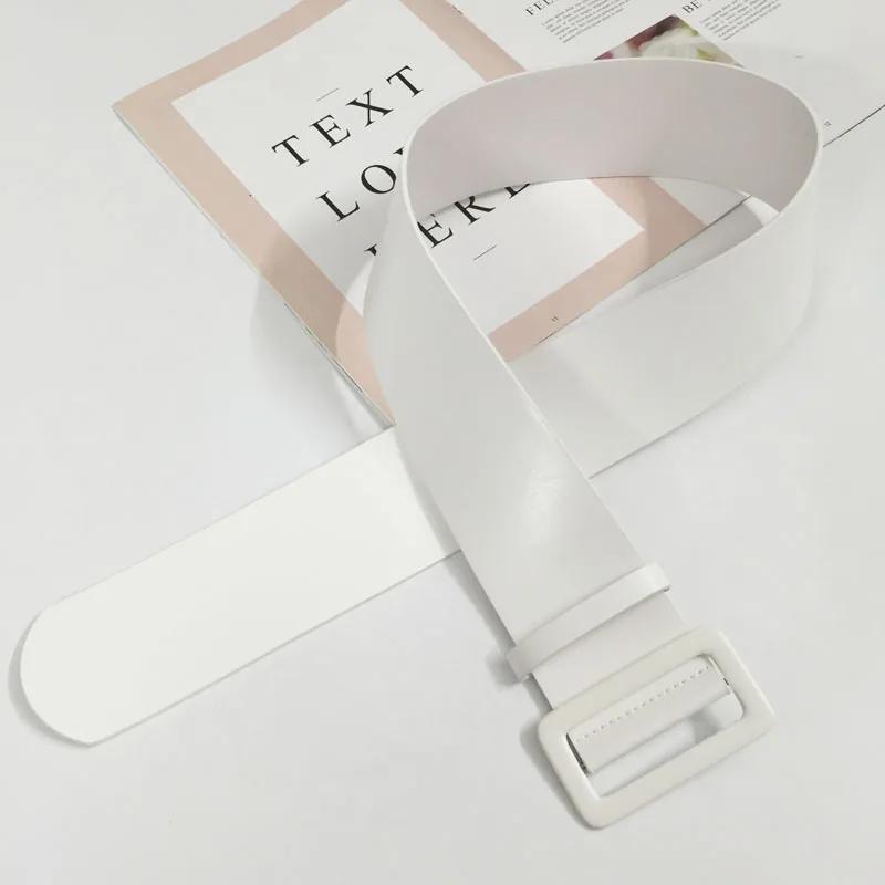 Ceinture en cuir blanc pour femme, large, ronde, carrée, cool, qualité supérieure, jeans féminins, e