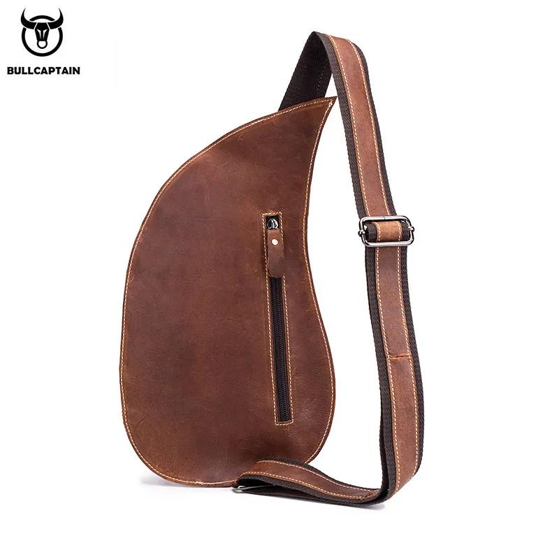 BULLCAPTAIN-Sac à Bandoulière en Cuir de Cheval pour Homme, Sacs de Poitrine en Cuir, Nouvelle Mode,