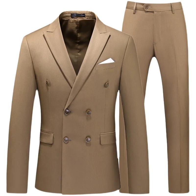 Costume de smoking de Style britannique pour hommes, costume de cérémonie à Double boutonnage, vêtem