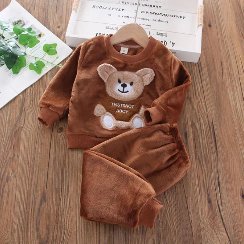 Nouveau hiver bébé filles garçons Homewear ensembles automne mode flanelle polaire vêtements enfants