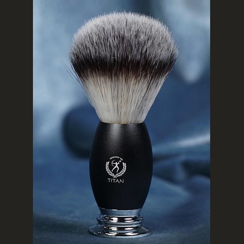Titan-Brosse de barbier avec manche en bois naturel, blaireau, blaireau, cadeau