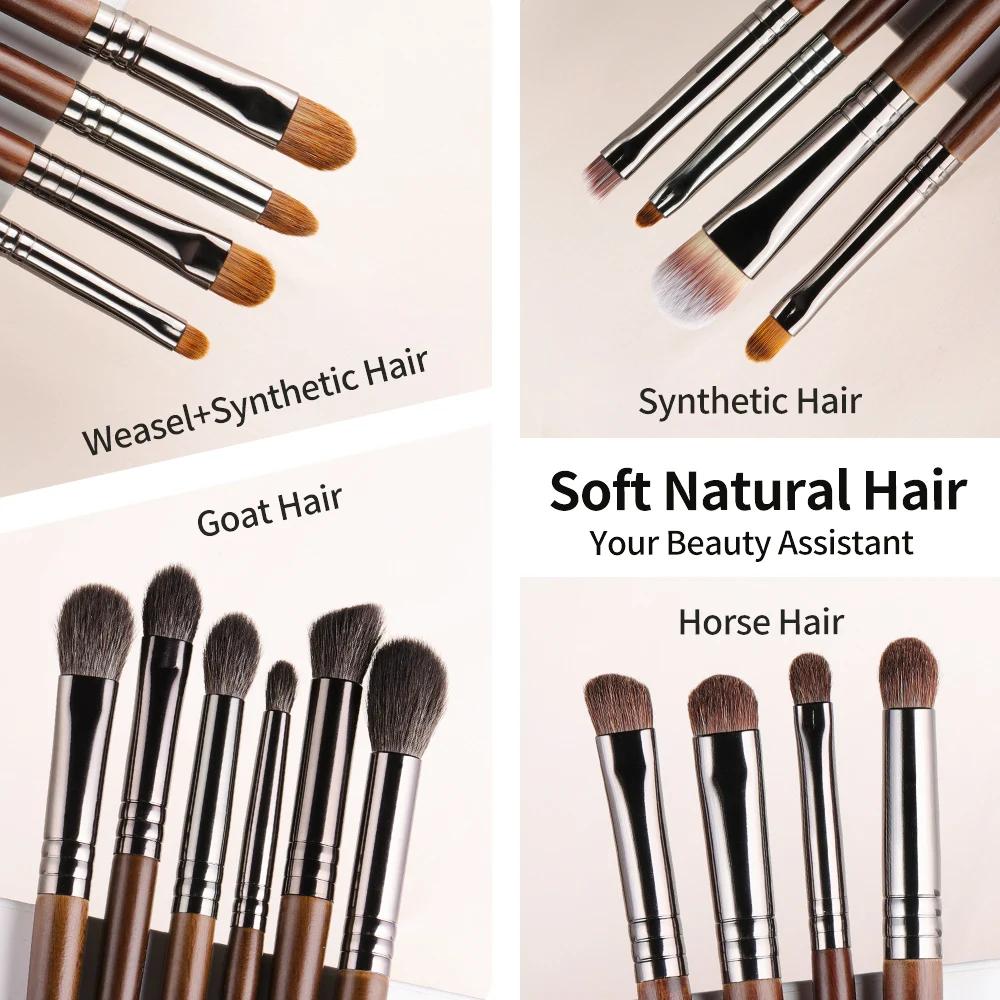 OVW – Kit de pinceaux de maquillage en poils de chèvre naturels, brosses de beauté cosmétiques, 15/2