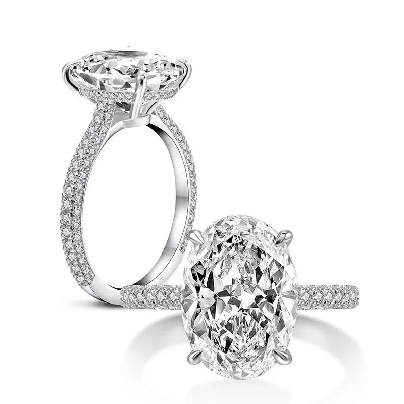 AneOval-Bague de fiançailles en argent regardé 100% pour femme, diamant de laboratoire CZ, alliance,