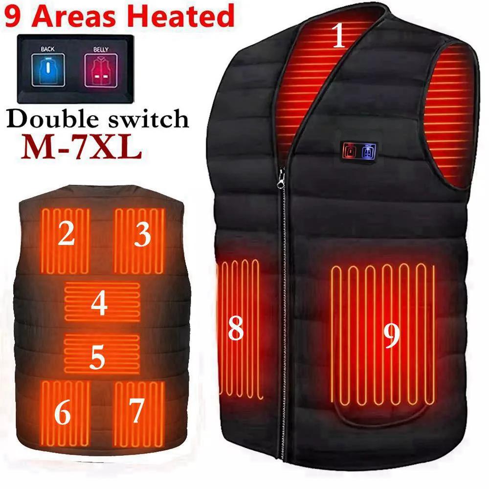 Hommes automne hiver chauffage intelligent coton gilet 9 zones chauffé col en V gilet femmes en plei