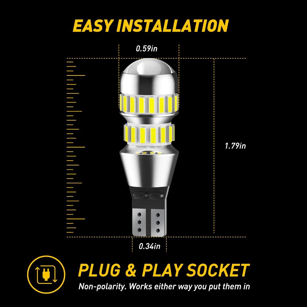 AUXITO 2 pièces 2000LM T15 lampe à LED lumière W16W LED Canbus sans erreur 4014 42-SMD 912 921 ampou