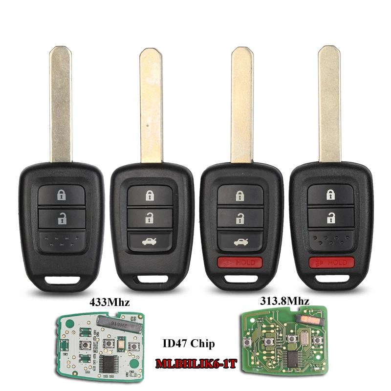 Jingyuqin 2/3/4 BTN clé de voiture Fob PCF7961 puce télécommande porte-clés pour Honda 2013-2015 CRV