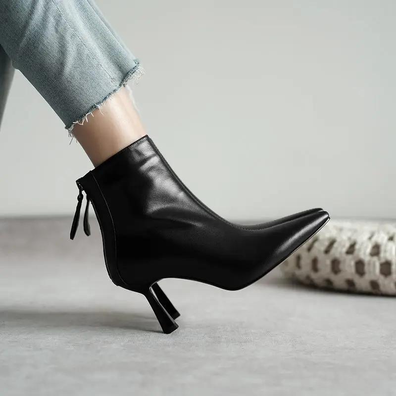 Krazing Pot grande taille 42 cuir de vache bout pointu talons hauts Design Chic concis hiver printem