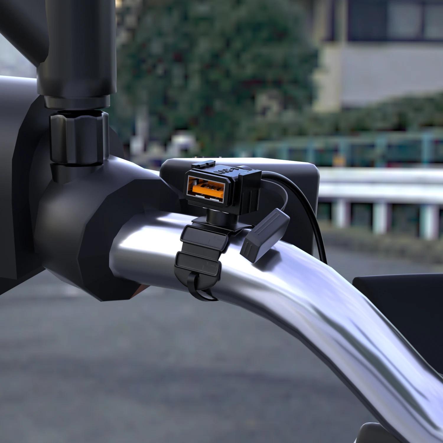 Chargeur rapide USB pour moto étanche, 18W, chargeur SAE vers USB, 12-24V, QC3.0, charge rapide 3.0,
