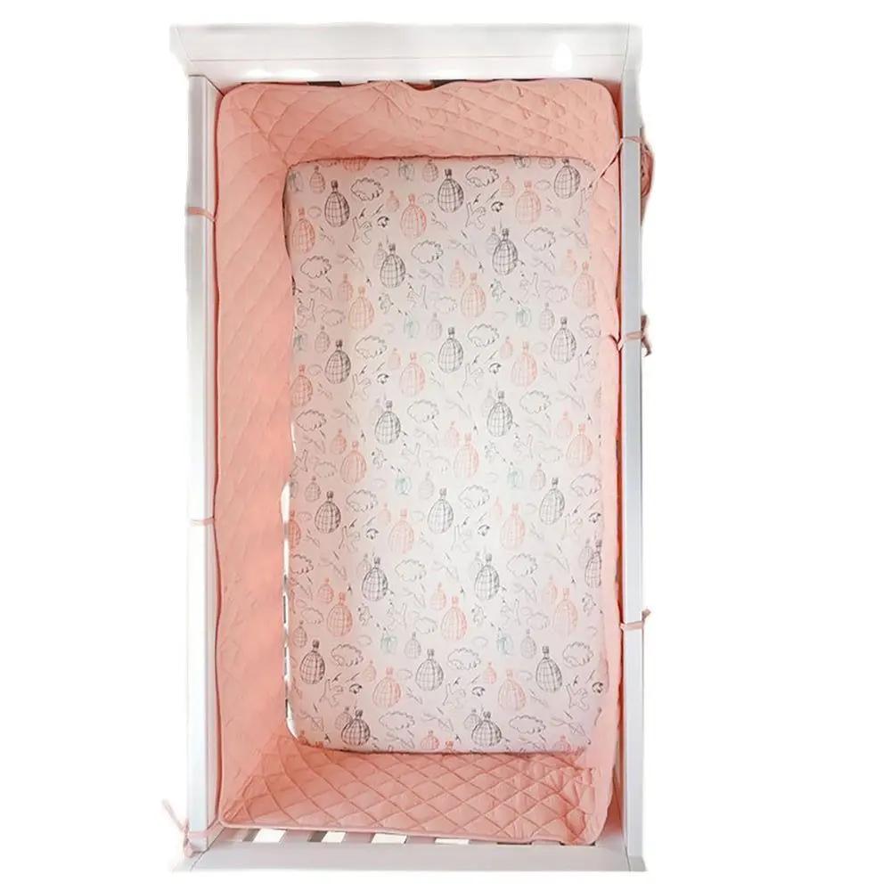 Pare-chocs berceau crêpe Plaid beige coton doux - Protection barres lit bébé pour un sommeil sécurisé