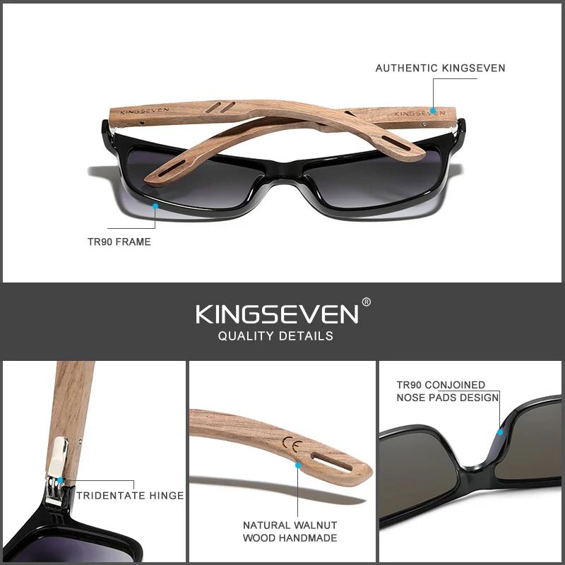 KINGSEVEN 100% lunettes De soleil polarisées Vintage hommes en bois bois Protection UV400 mode lunet