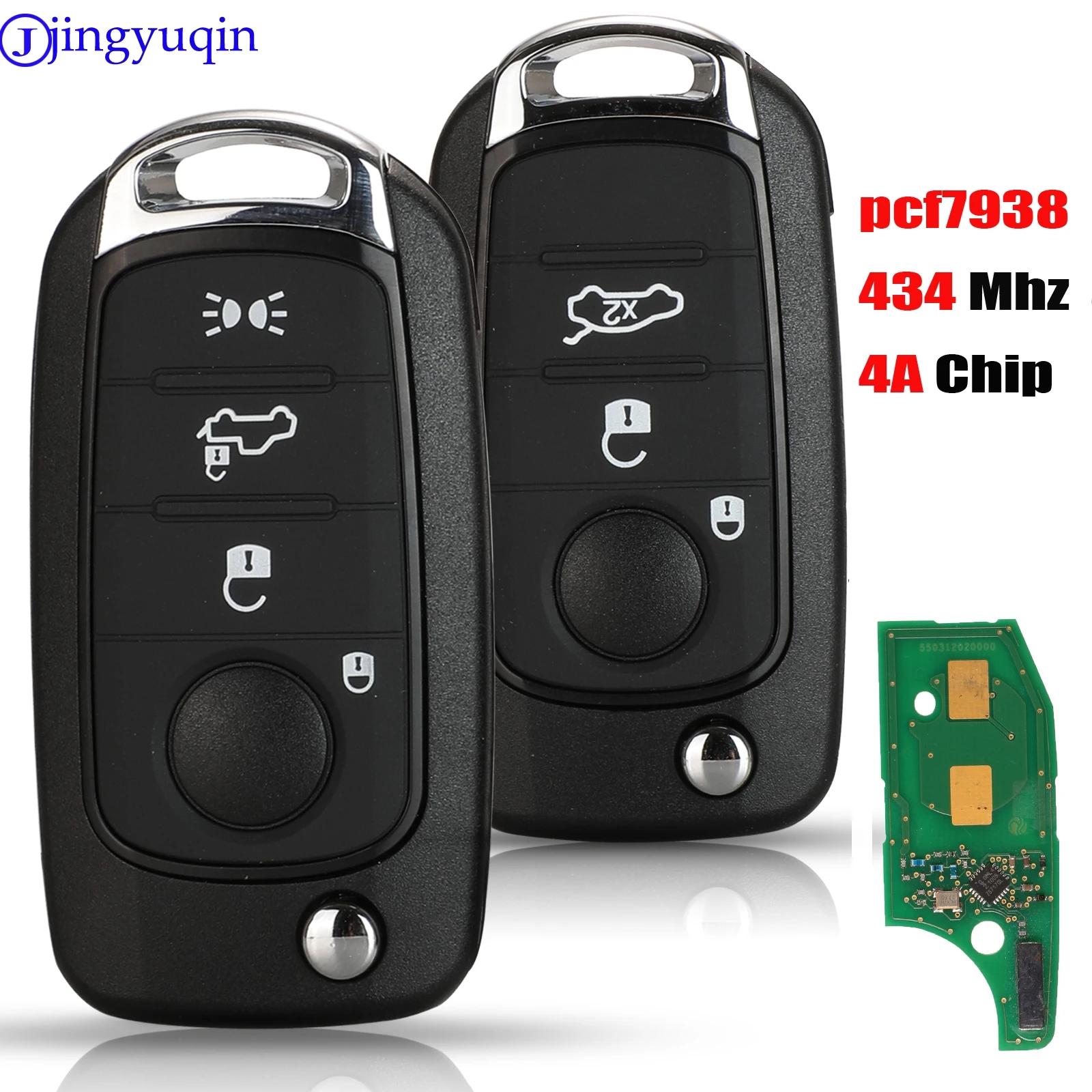 jingyuqin 3/4 Boutons 434MHz 4A Chip PCF7938 à distance de clé de voiture pour FIAT TYPE Toro 500X A