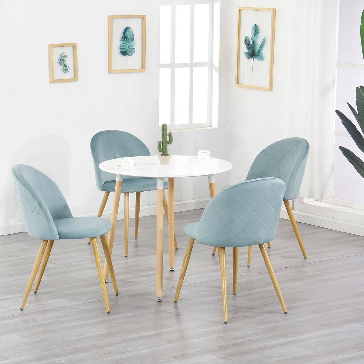 GrandCA HOME Ensemble de 4 chaises de salle à manger en velours, chaises nordiques rembourrées avec 