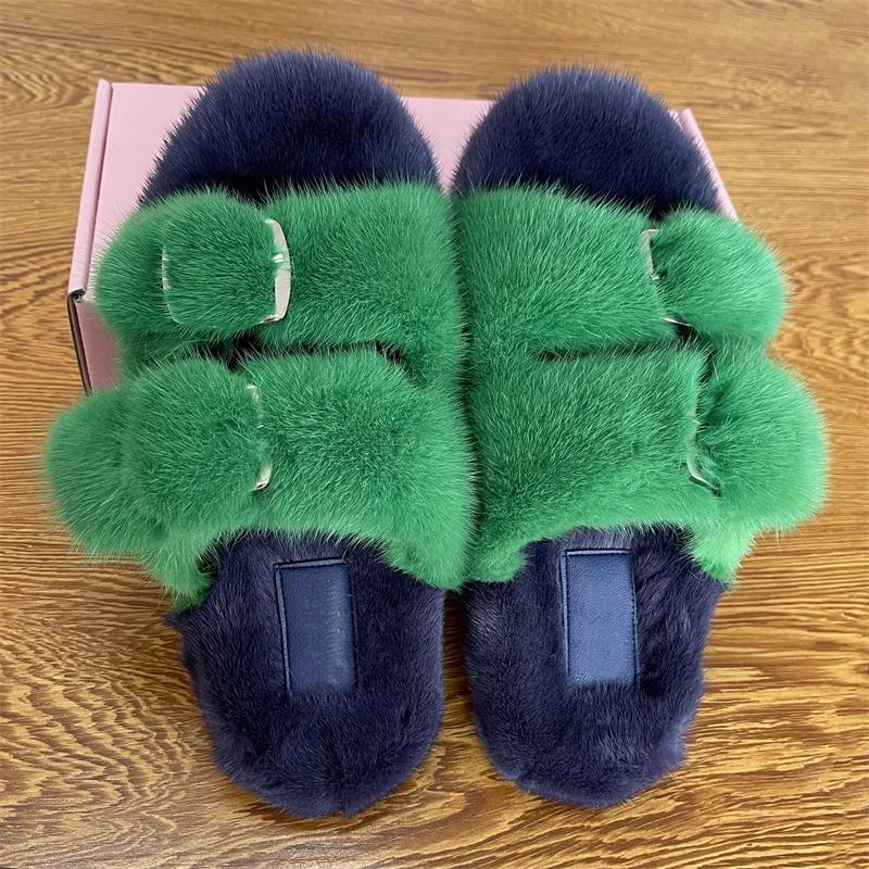 Pantoufles de luxe de styliste pour femmes, chaussures d'hiver à la mode européenne, pantoufles pour