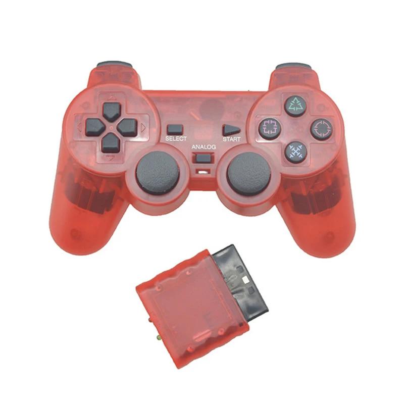 Manette de jeu sans fil de couleur transparente pour PS2, contrôleur Bluetooth à vibrations 2.4G, co