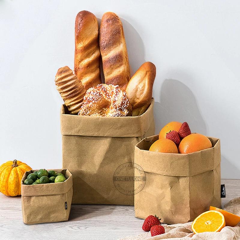 Sac en papier Kraft pour Fruits et légumes, conteneur de stockage de pain multifonction, outil de cu