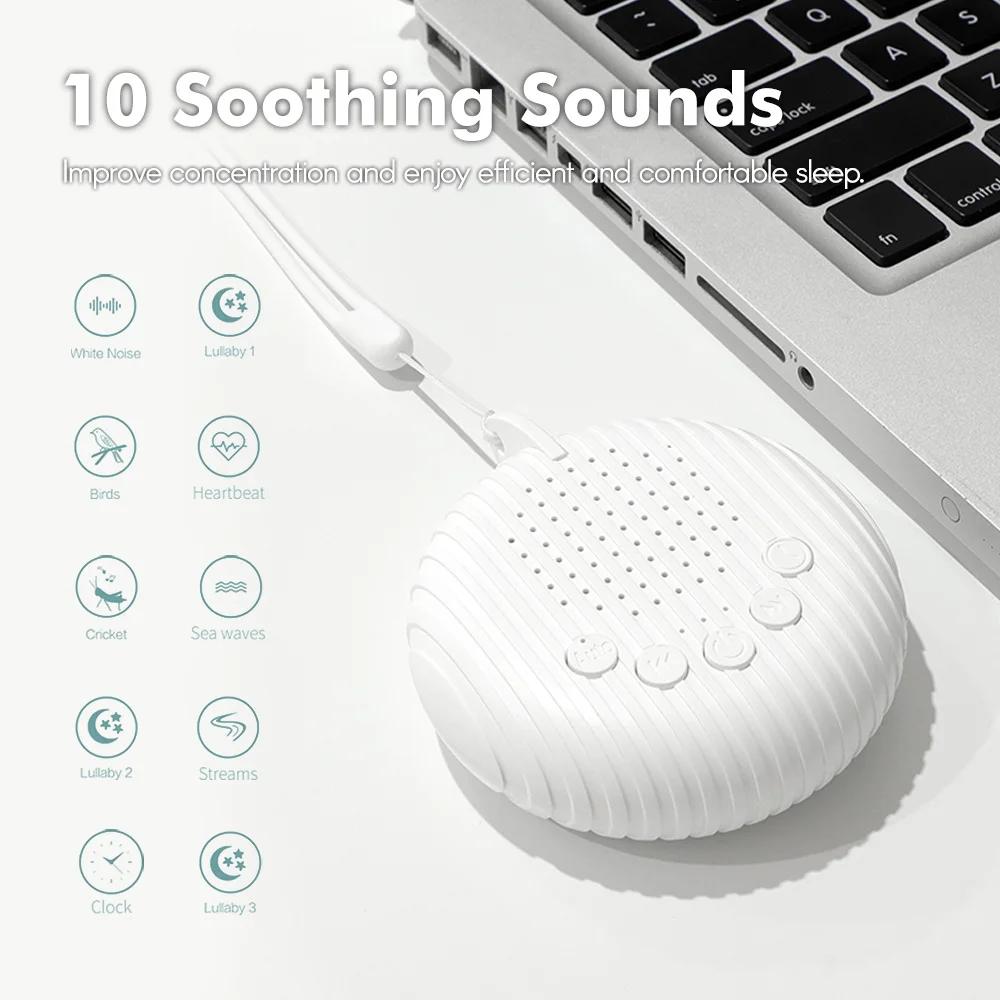Machine à bruit blanc portable pour bébé - 10 sons apaisants avec batterie rechargeable USB intégrée
