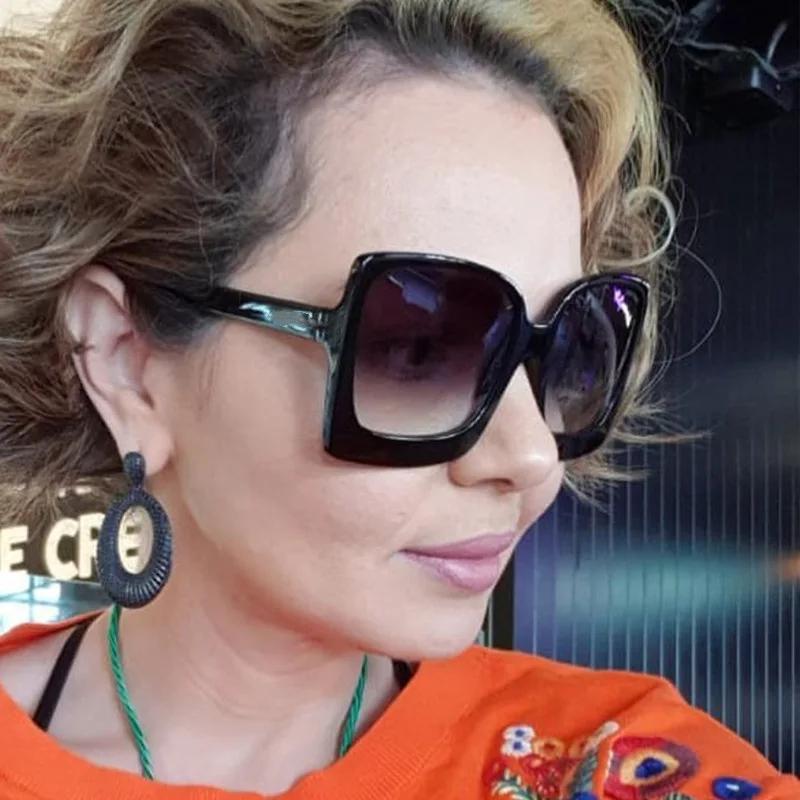 Lunettes de soleil surdimensionnées à grande monture pour femmes, marque de styliste en plastique dé