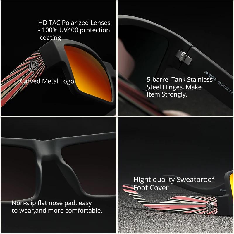 KDEAM toutes les lunettes de soleil polarisées noires unisexe lentille polarisante de forme carrée l