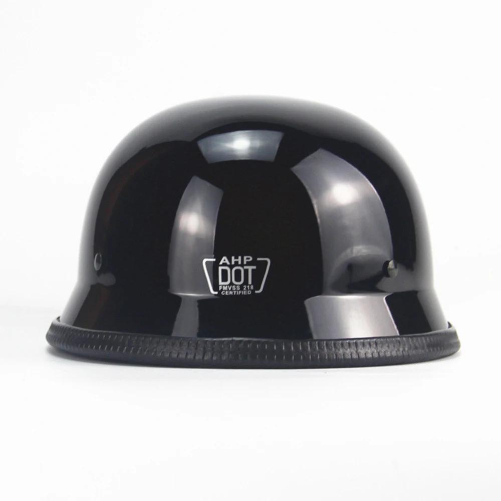 1X M/L/XL Vintage moto Cruiser casque demi visage casque allemand moto casque noir brillant voiture-