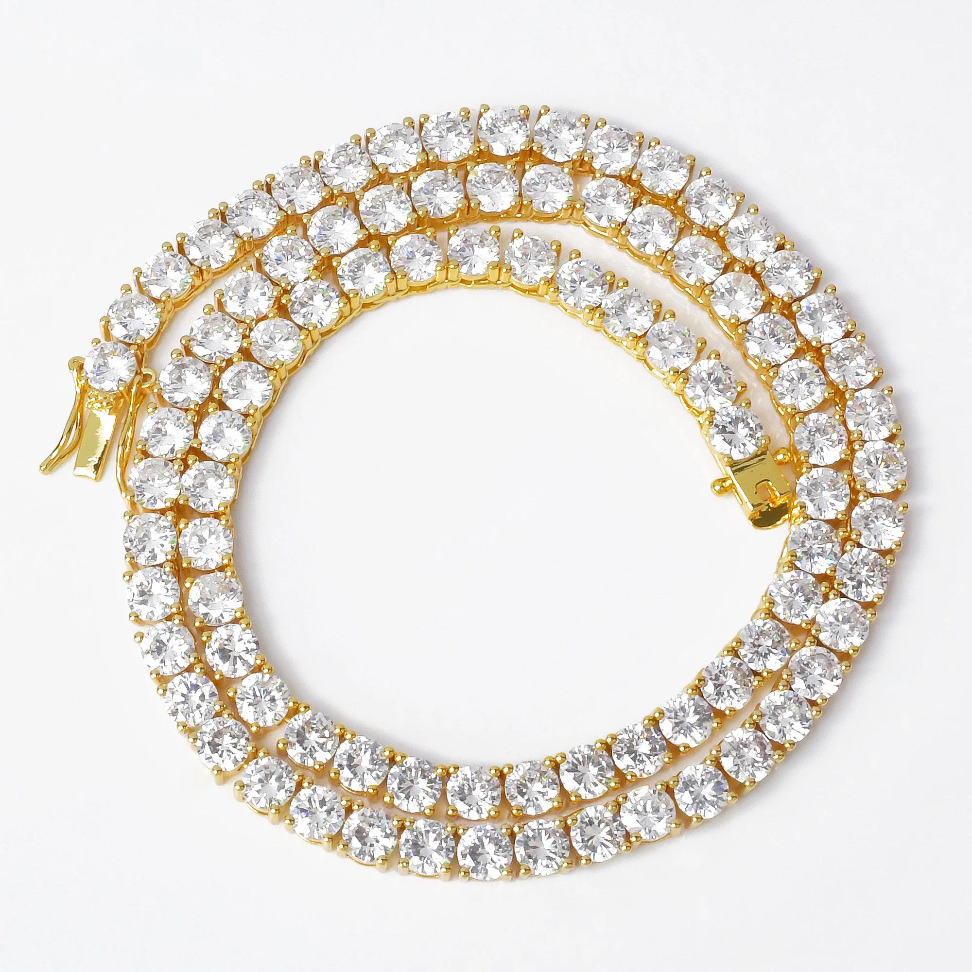 Aokaishen – chaîne de Tennis pour hommes, collier plaqué or véritable, Hip Hop Rock Street, bijoux à