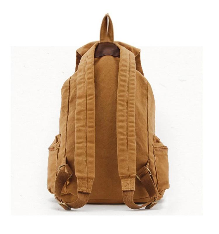 Sac à dos militaire en cuir vintage pour hommes et femmes, sac d'école en toile, sac à dos avec cord
