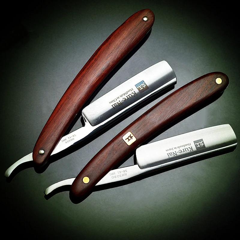 Rasoir droit en acier au carbone pour hommes, manche RosFrederick, rasoir de barbier, grattoir manue