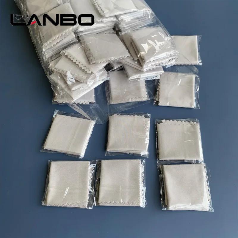 LANBO-Lingettes grises en microcarence, 100 pièces, 145x170mm, emballage individuel, pour lunettes, 