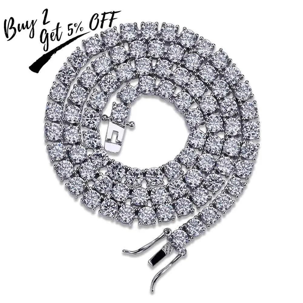 TOPGRILLZ 3mm-10mm glacé Bling AAA Zircon 1 rangée chaîne de Tennis collier hommes Hip Hop bijoux or