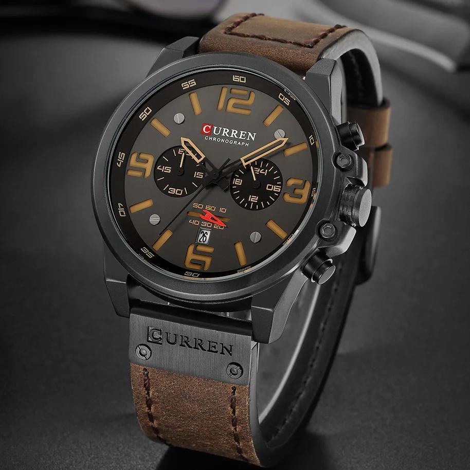 CURREN hommes montres haut de gamme marque étanche Sport montre-bracelet chronographe Quartz militai
