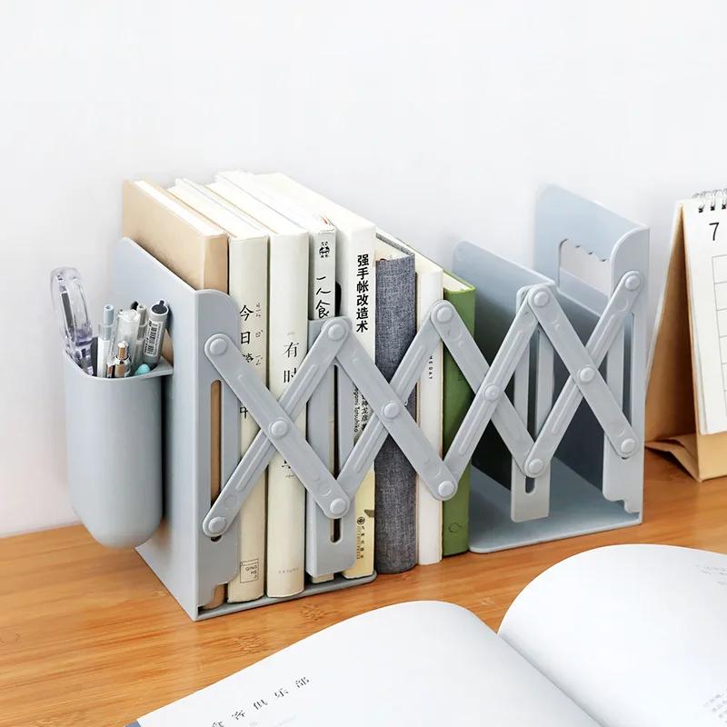 Support de livre rétractable avec porte-stylo, étagère créative pour étudiants, rangement de bureau 