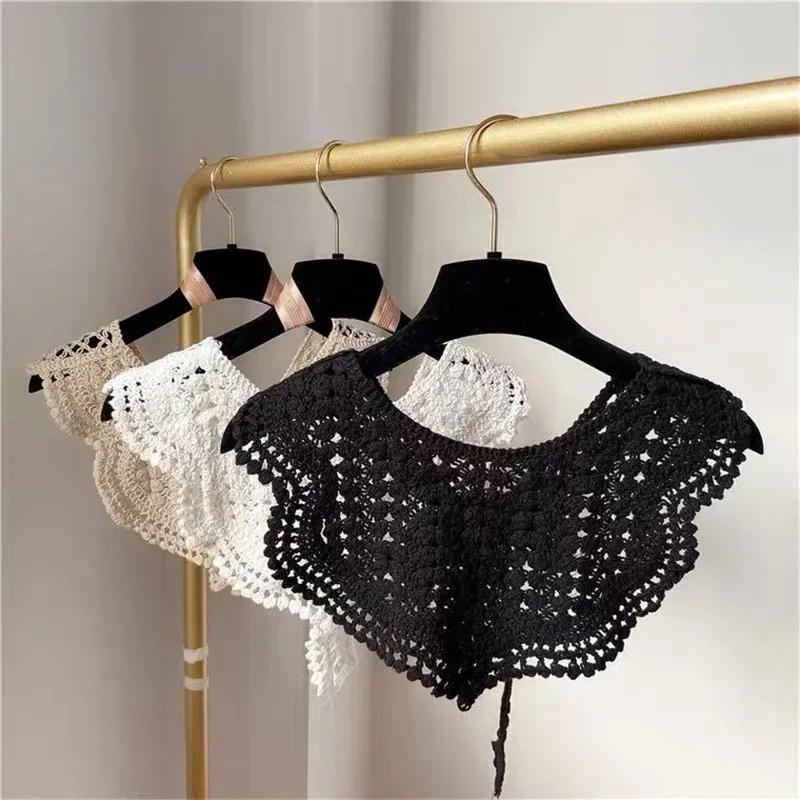 Faux col en dentelle tricoté au Crochet pour femmes, petit châle décoratif, faux col, accessoires de
