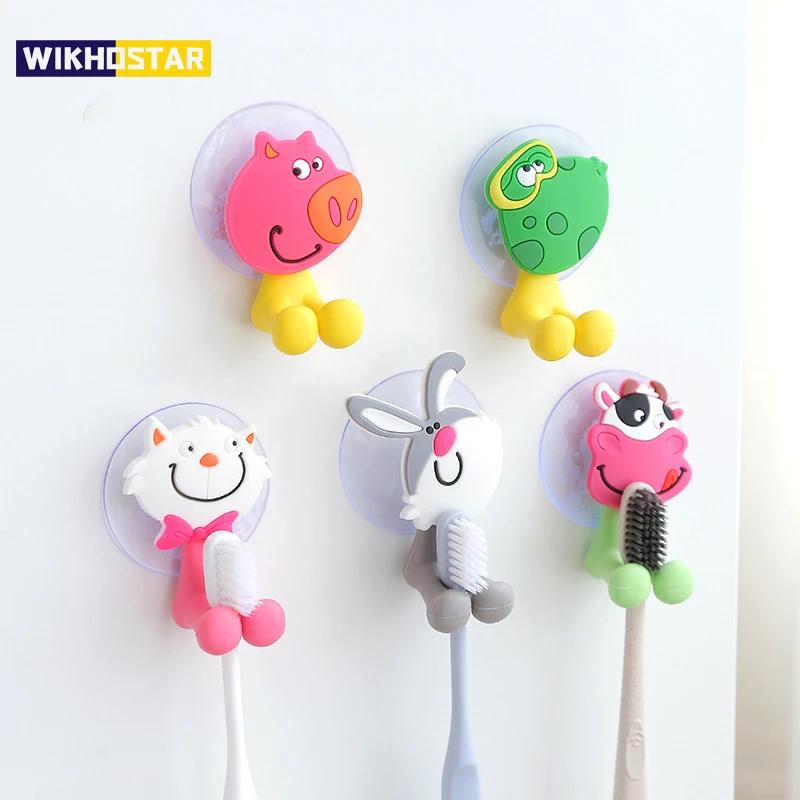 Porte-brosse à dents en forme d'animal de dessin animé, support de rangement mural antibactérien pou