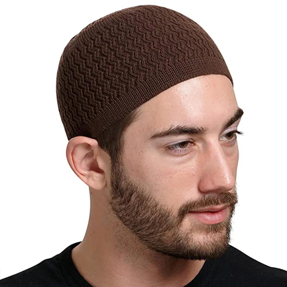 Chapeaux musulmans tricotés pour hommes arabes, chapeau de prière, Turban musulman, Bonnet Hijab, ar