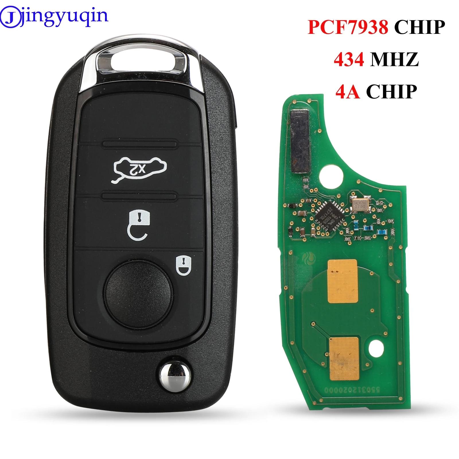 jingyuqin 3/4 Boutons 434MHz 4A Chip PCF7938 à distance de clé de voiture pour FIAT TYPE Toro 500X A