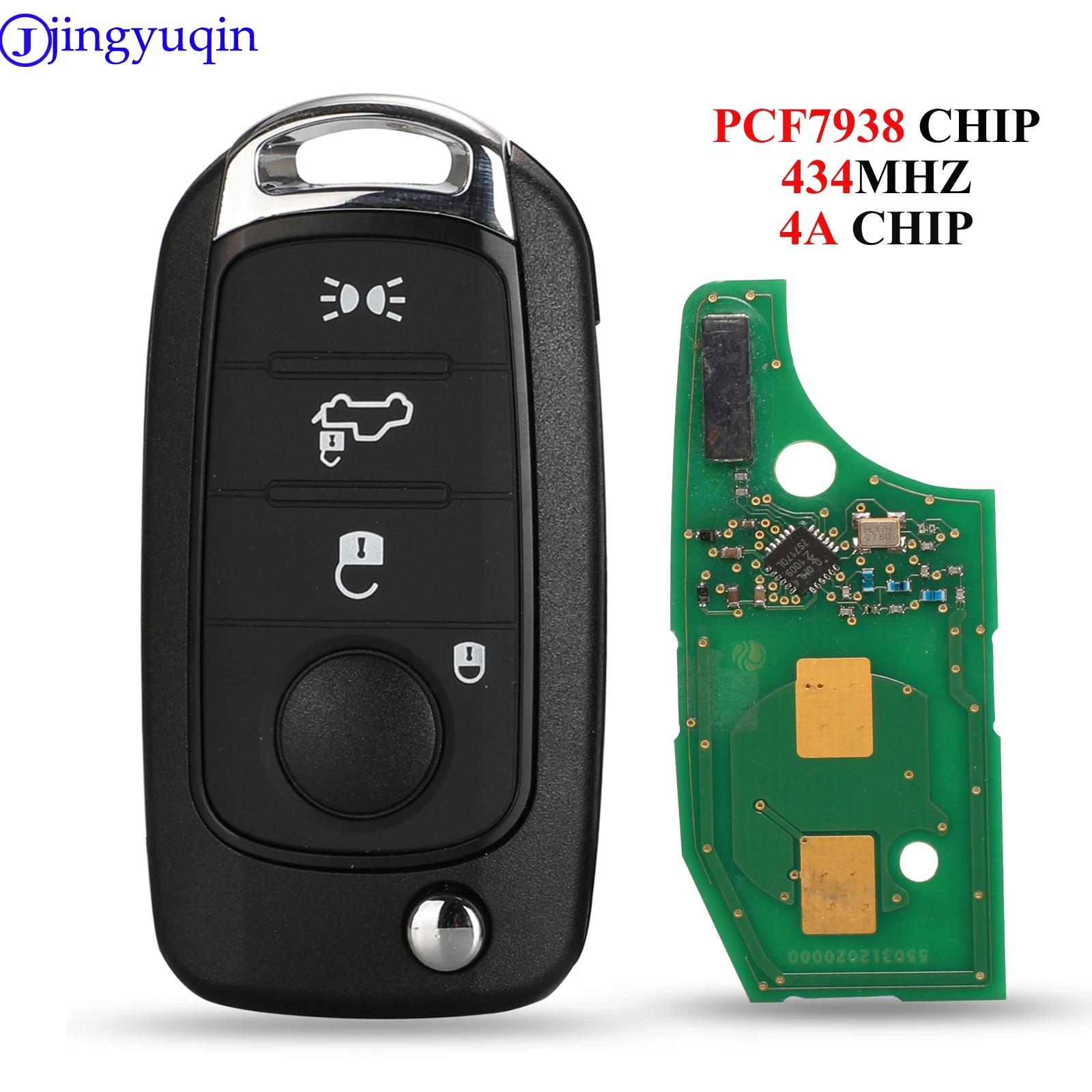 jingyuqin 3/4 Boutons 434MHz 4A Chip PCF7938 à distance de clé de voiture pour FIAT TYPE Toro 500X A