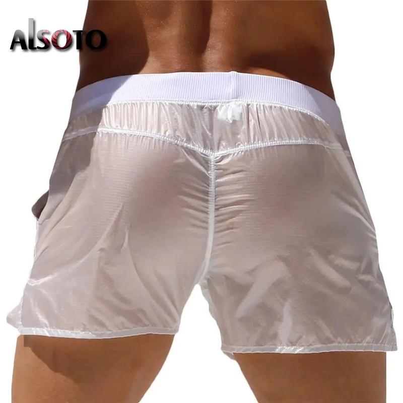 Short Transparent pour hommes, musculation, été, gymnases Sexy, entraînement, respirant, séchage rap