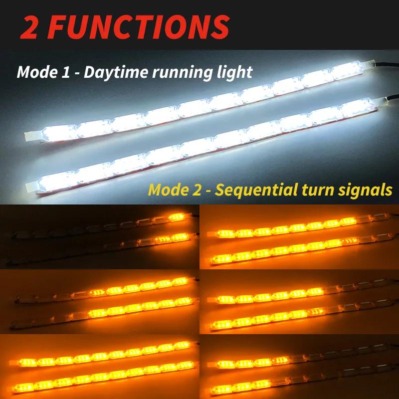 1 paire de feux de jour LED DRL coulants, bande LED séquentielle et Flexible, clignotant DRL pour fe